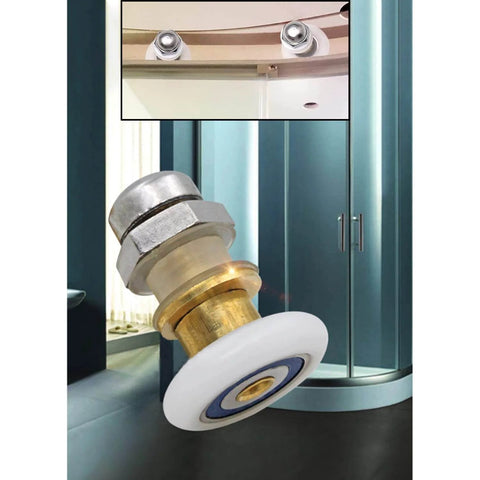 23mm Shower Door Rollers Replacement Set 4PCS for Bathroom Glass Sliding Doors, featuring copper stainless steel and nylon build