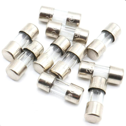 Fast-Blow Mini Fuse F2.5AL, 2.5A 125V Glass Fuse, 10 Pack, clear durable glass fuses for electronics, protective circuit use