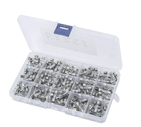 Must-Have Glass Fuse Assortment Pack, 300 Pcs, 5x20mm Fast-Blow Tubes, 250V, Current Ratings From 0.1A To 20A Across 15 Values, Ideal Electronics Repair Kit