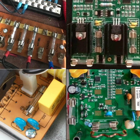 Must-Have Glass Fuse Kit With Fast Blow Fuses in use in electronic circuits and repairs showcasing various circuit boards