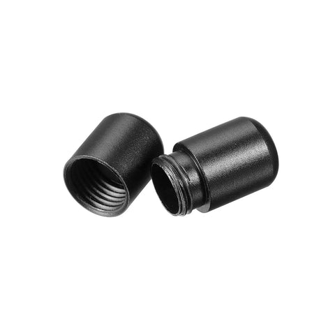 Glossy black aluminum Shoelace Locks Buckle, 8 x 18mm Elastic No Tie Shoe lace Turnbuckle, shown with threaded interiors, 6 Pcs