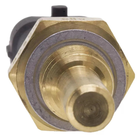 Brass engine coolant temperature sensor with threaded body and black plastic connector