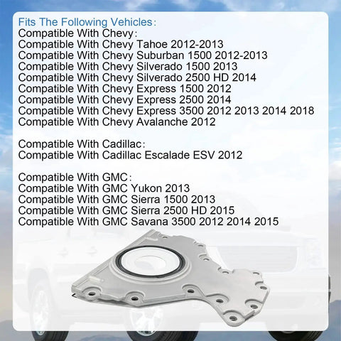 Rear Main Seal Kit For GM V8 Engines 4.8L 5.3L 6.0L 6.2L Fits Chevy Tahoe Suburban Silverado Express Avalanche Cadillac Escalade