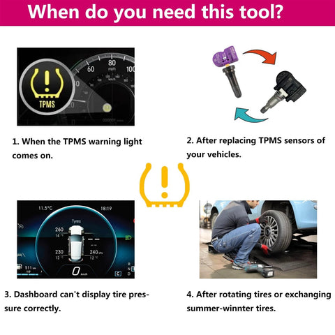 TPMS Relearn Tool For General Motors Vehicles Including Chevrolet Cadillac GMC Buick With 100 Plus Vehicle Coverage One Button Activation Instructions