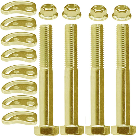 Four Piece Alignment Caster And Camber Kit For GM Trucks And SUVs Restores Factory Specs With Camber Adjustment Plus Or Minus One And A Half Degrees Reducing Tire Wear And Steering Pull Made In USA Anti Corrosion Protected Hardware Fits Tahoe Yukon