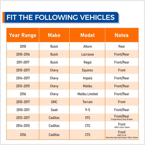 Compatibility chart for 513288 Front or Rear Wheel Hub Bearing Assembly Pair showing vehicle makes and models.