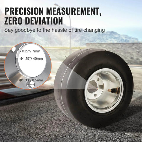 Go Kart Tires and Rims, 10x4.5-5" Go Kart Wheels, close-up of aluminum rim with bolt pattern 1.57 inch and rubber tire