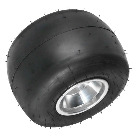 High Performace Go Kart Tire and Rim with aluminum alloy, 11x7.10-5 size, slip tread design, rear wheel fit for racing and drifting carts.