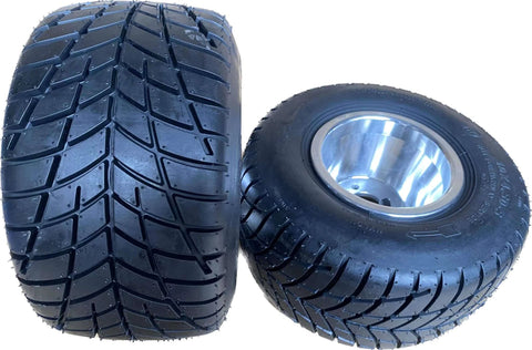 10''X4.5-5'' GO KART FRONT TIRES AND RIMS WITH 3 HOLES,2 PCS, grain surface to increase friction and safety for drift trike, buggy