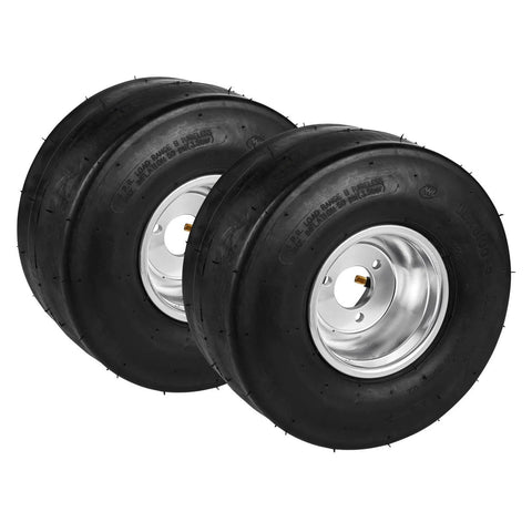 Go Kart Tires and Rims, 11x6-5" Go Kart Wheels, 2-Pack Rear Wheels with Aluminum Alloy Rims and Rubber Tires