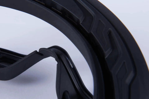 Close-up of TPV shroud on GoggleGear 3000 Series Z87.1 Anti Fog Anti Scratch Safety Goggles, showing durable black material detail