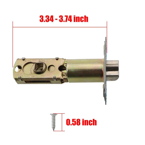 60/70mm Gold Coloured Adjustable Cam Latch Tubular Mortise Lock with dimensions, for Lever Door Handles and Internal Doors.