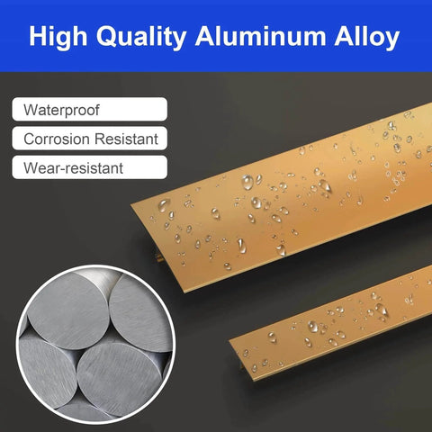 High quality gold T Molding Floor Transition Strip, Aluminum Laminate Flat Divider for Joining Gaps, Threshold, Tiles, 4ft x 1.6in