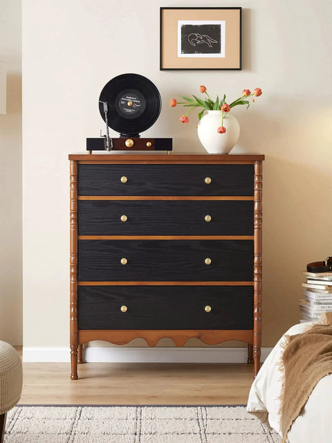 Dresser with One Inch Gold Ball Cabinet Knobs Set Crafted From Solid Brass With Hand Brushed Finish, showing installed premium hardware