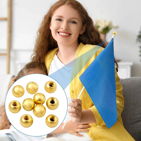 Woman holding flag with 10 Pack M4 Thread Cap Knobs Gold Ball Shape Decorative Screw Caps for Lighting Fixtures visible