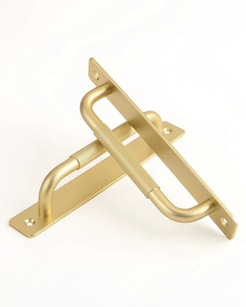 2 Pack Gold 7 Inch Barn Door Handles For Sliding Closet Doors With Backplates And Drawer Pulls Premium Cabinet Knobs Durable Knurled Grip