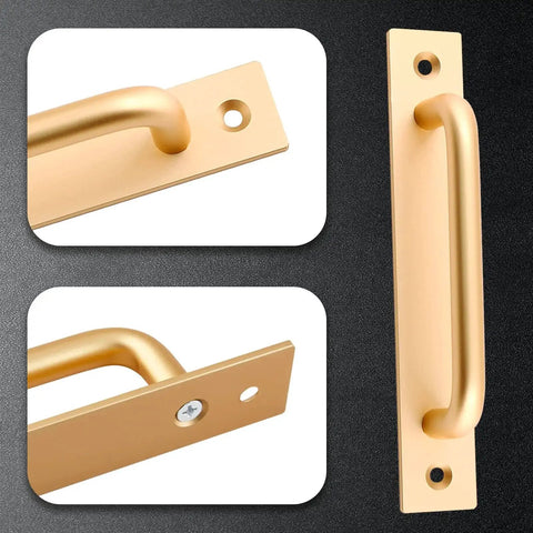 Gold Aluminium Alloy Sliding Barn Door Handle Set With 2 Pulls And 4 Screws 5.8 Inch Length 148mm Overall 25mm Wide