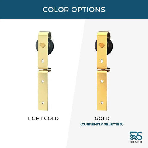 Gold Finish Bifold Sliding Barn Door Hardware Kit For Two Doors 36 Inch Track Heavy Duty Metal System color options display