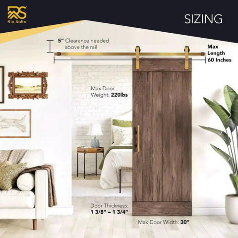 Gold Barn Door Hardware Kit For 59 Inch Sliding Track Internal Modern Interior Aluminum Kit With Brushed Brass Finish Complete Mounting Hardware Smooth Operation No Door Included Ready To Install