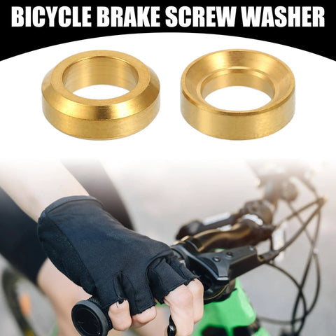✝️ Partuto 4 Pcs M6x5.5 Universal Bicycle Bolt Brake Screw Washer Bolts in Titanium Alloy Gold Tone, shown with bicycle handle.