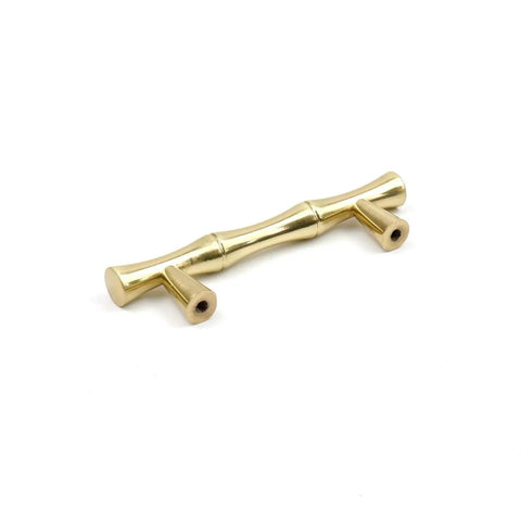 Aluminum Alloy Bamboo Shape Cabinet Handles 2 Pack Drawer Pulls 3.7 Inch Length 2.5 Inch Center To Center Hole Distance Gold Brass Retro