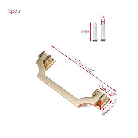 Gold Brushed Cabinet Handles Pulls Set Of 4 Zinc Alloy Drawer Knobs With 96mm Hole Center, 115mm Length, shown with screws