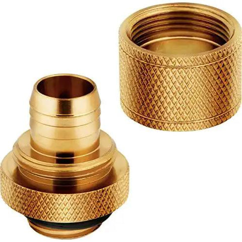 Gold XF Compression Fittings For Water Cooling 10/13 Mm 3/8 To 1/2 Inch ID OD Four Pack With G1/4 BSPP Threads Solid Brass Durable Finish