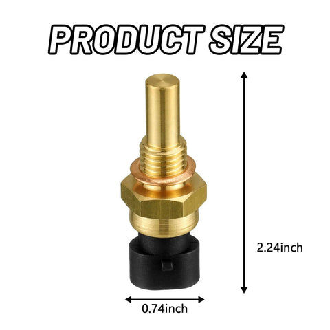 Engine coolant temperature sensor, MLAHUIER, brass gold body with black plastic base; GM Chevy/GMC/Cadillac/Buick compatible.