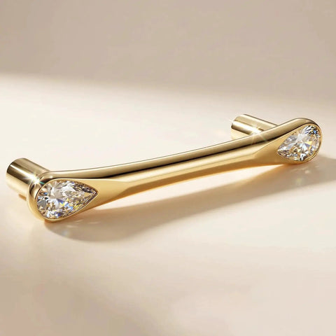 Gold Crystal Drawer Pulls 4 Pack 3-3/4 Inch Hole Center 5 Inch Elegant Dresser Cabinet Pulls Zinc Alloy Diamond Decorative Cupboard Handles