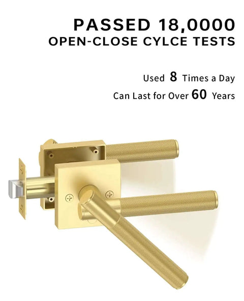 Gold Privacy Door Handle Set 1 Pack With Interior Keyless Lever And Knobs For Bedroom Or Bathroom, durability test results