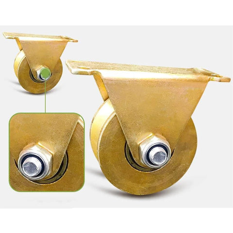 Pulley,Pulley Wheel, 2pc Heavy Duty Rigid Wheels,Sheave Directional Track Roller,Double Bearing,Gold,for Industrial Machines
