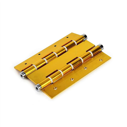 6 Inch Double Opening Door Hinge With Double Spring 360 Automatic Closing For Wooden Doors Gold, front view