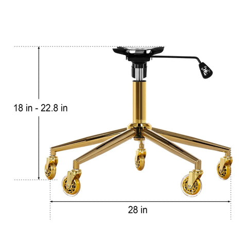 Metal Base Replacement Set For Office And Gaming Chairs With Bottom Plate Stand Cylinder And Five Durable Rubber Caster Wheels Designed For Heavy Duty Stable Gold Tone Base Smooth Quiet Rolling With Precision Bearings And Universal Fit Easy Install