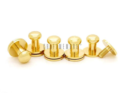 Gold Plated Solid Brass Ball Head Screw Back Rivet Studs 10 Pack For Leathercraft 5 Mm Top Head Diameter 9 Mm Height