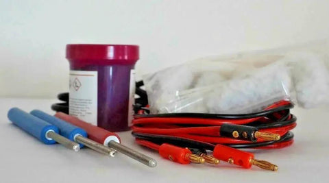 40 Amp High Power Gold Plating Kit with solutions, featuring 4 oz 24K gel, chrome stripper, and plating brushes for cars and motorcycles.