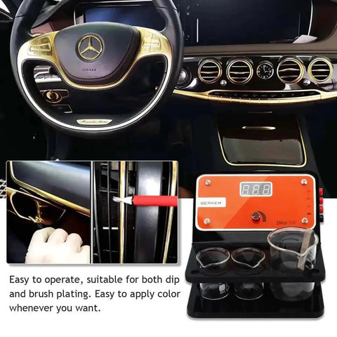 Pen Type Gold Plating Machine for Jewelry With Partial Gold Plating Capability Portable Electroplating Kit displayed in a car setting