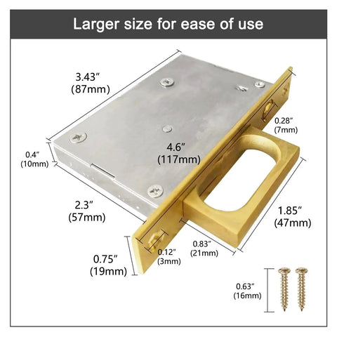 Pocket Door Edge Pull And Recessed Finger Flush Pull In Gold Finish Hidden Door Handle Set With Push Auto Bounce Switch Six Inch Long