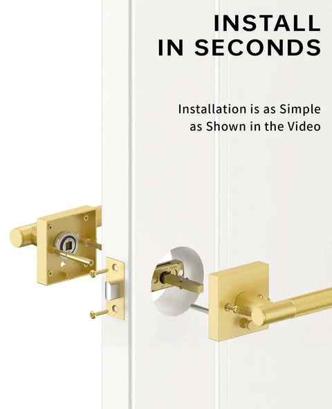 Gold Privacy Door Handle Set 1 Pack With Interior Keyless Lever And Knobs For Bedroom Or Bathroom installation