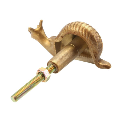 Vintage Metal Snail Shaped Cabinet Knob 2 Piece Set With Mounting Screws, Gold, Side View