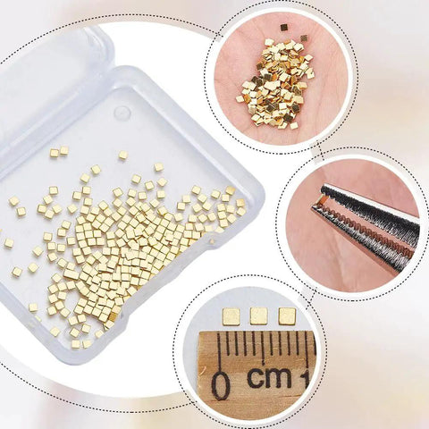 Gold Chip Solder Set 200Pcs 2x2mm 24K Gold Plated Brass Solder Chips Flux For Jewelry Making DIY Repairs And Electronics Soldering