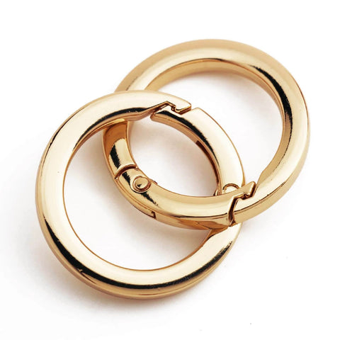 2 Pack 1 Inch Spring O Rings For Purses And Handbags, Gold Finish, Easy Spring Opening Clips For Adjustable Strap Lengths And Key Rings