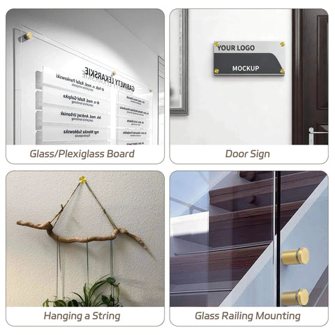 Gold Sign Standoff Screws 1 Inch By 1.38 Inch Stainless Steel Wall Mount For Glass And Acrylic Frames With Brushed Gold Finish in various installations