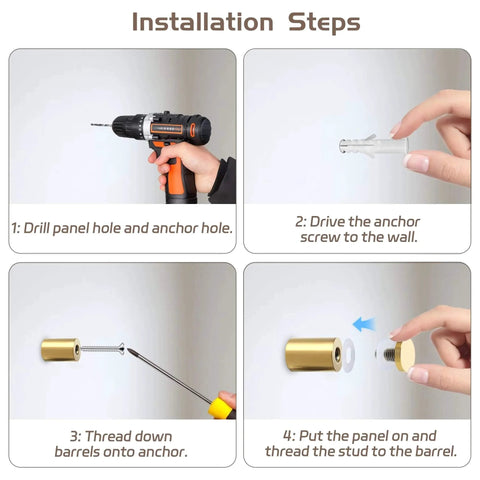 Gold Sign Standoff Screws 1 Inch By 1.38 Inch Stainless Steel Wall Mount For Glass And Acrylic Frames installation steps