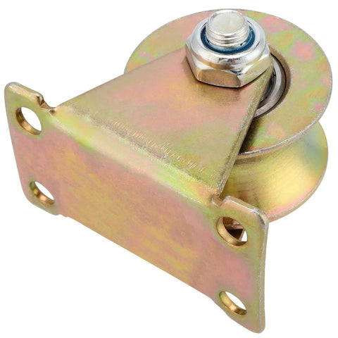 Gold steel U-groove wheel pulley with bracket, part of 10 Pack 2 Inch U Groove Wheel Pulley, Steel U-Type Groove Wheel, Rigid Caster