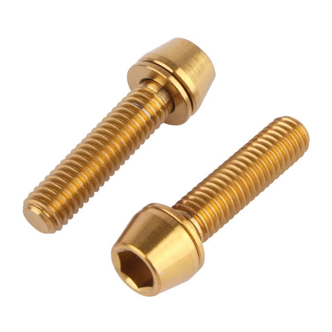 Gold titanium bolts with washers, M6 x 25mm, for bicycle V brake hub. ✝️ UHDFBDHF 4Pcs Titanium Bolt M6 x 25mm Allen Hex Bolts with Washers.