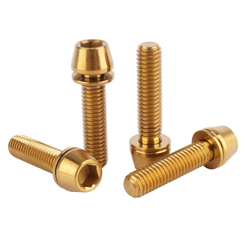 ✝️ UHDFBDHF 4Pcs Titanium Bolt M6 x 25mm Allen Hex Bolts with Washers Screw for Bicycle V Brake Hub Fixed (Gold)