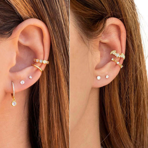 Titanium Earrings Screw Back Earrings for Women Toddler, Hypoallergenic Flat Back Stud Earrings Cubic Zirconia Studs shown in ear
