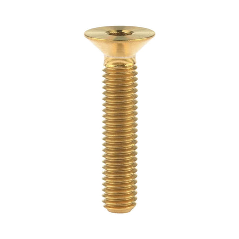 ✝️ Wanyifa Titanium Ti M5x10 12 15 20 25mm Countersunk Flat Head Hex Socket Cap Screw Bolt Pack of 4 (M5x25mm, Gold) close-up