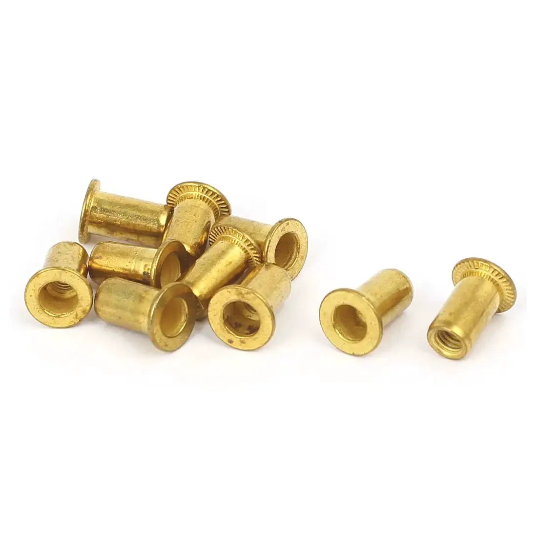 Gold Tone Knurled Rivet Nut Inserts M4 4mm Thread 11mm...