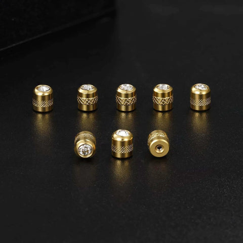 ✝️ Titanium Screw Earring Backs with Clear CZ|3 Pairs 20G/0.8mm and 3 Pairs 18G/1mm, gold tone stainless steel backings on display.